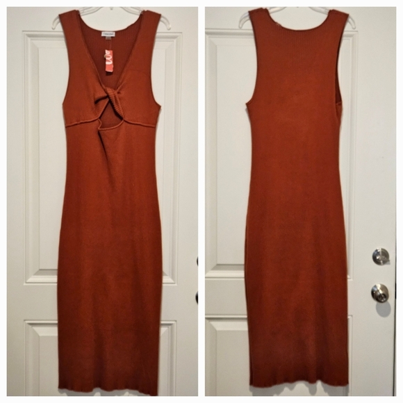 Calvin Klein Womens Stretch ribbed Twist-Front Bodycon Dress - Picture 3 of 13
